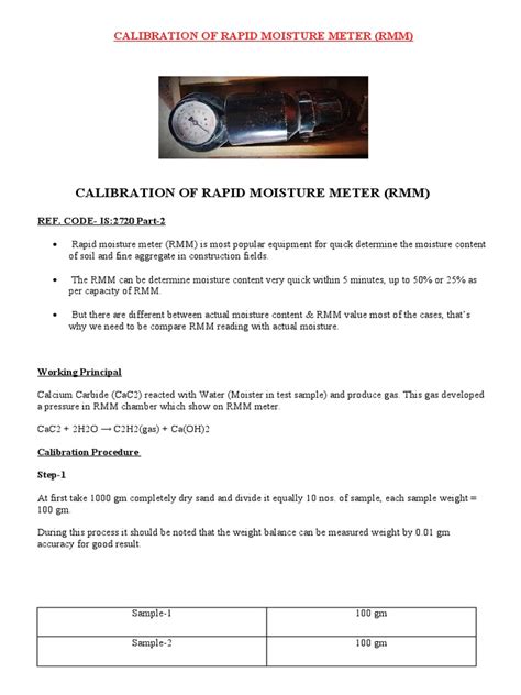 moisture calibration meter|moisture meter calibration procedure pdf.